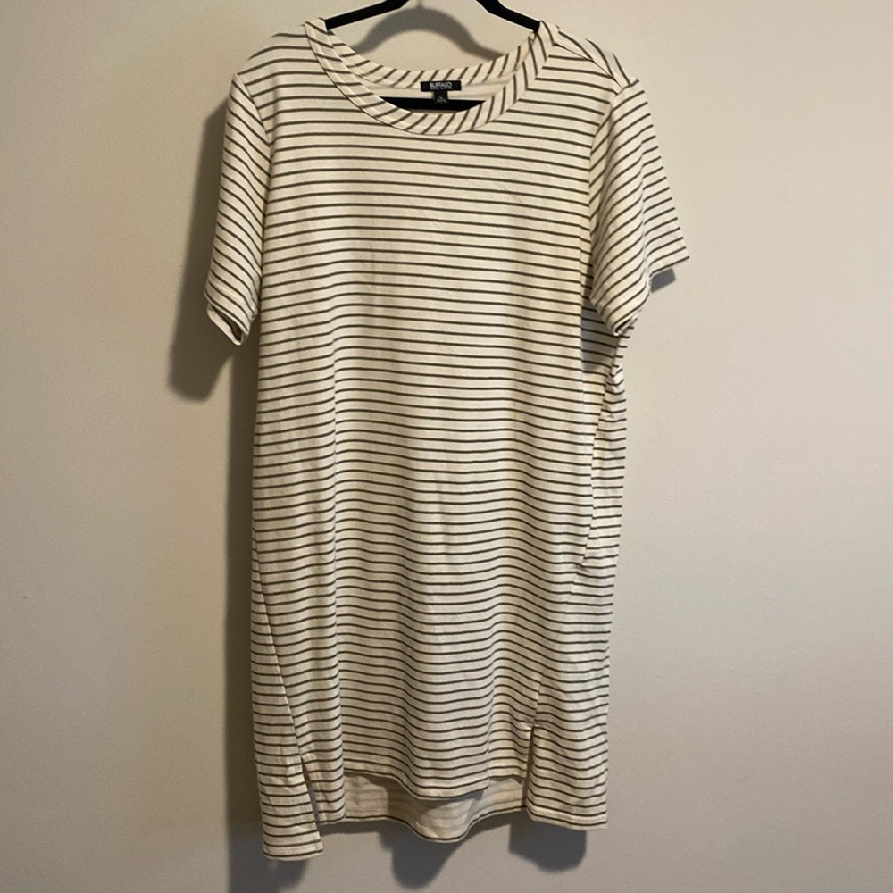Knit striped midi dress.
